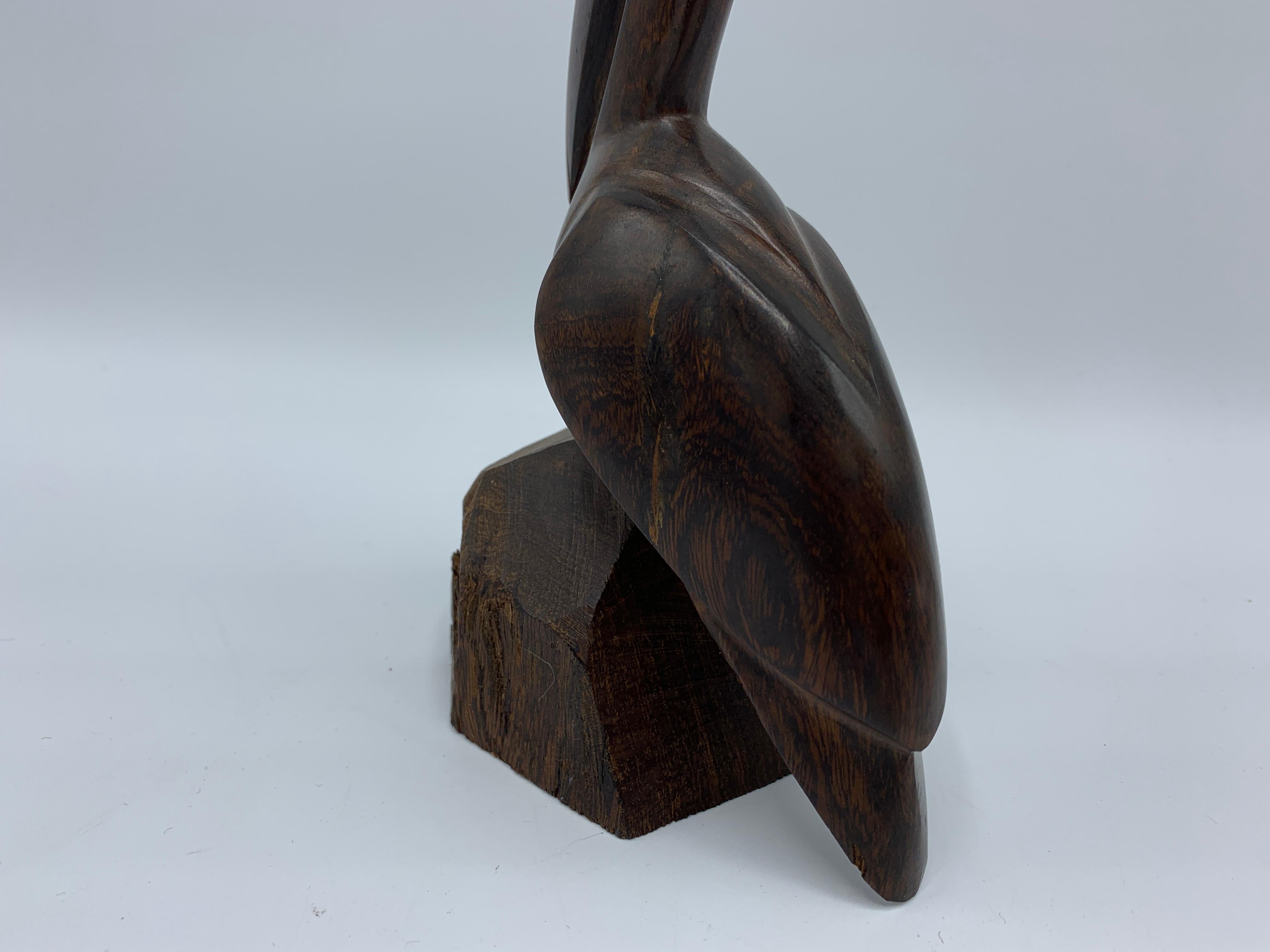 1960s Zebra Wood Pelican Sculpture For Sale 2