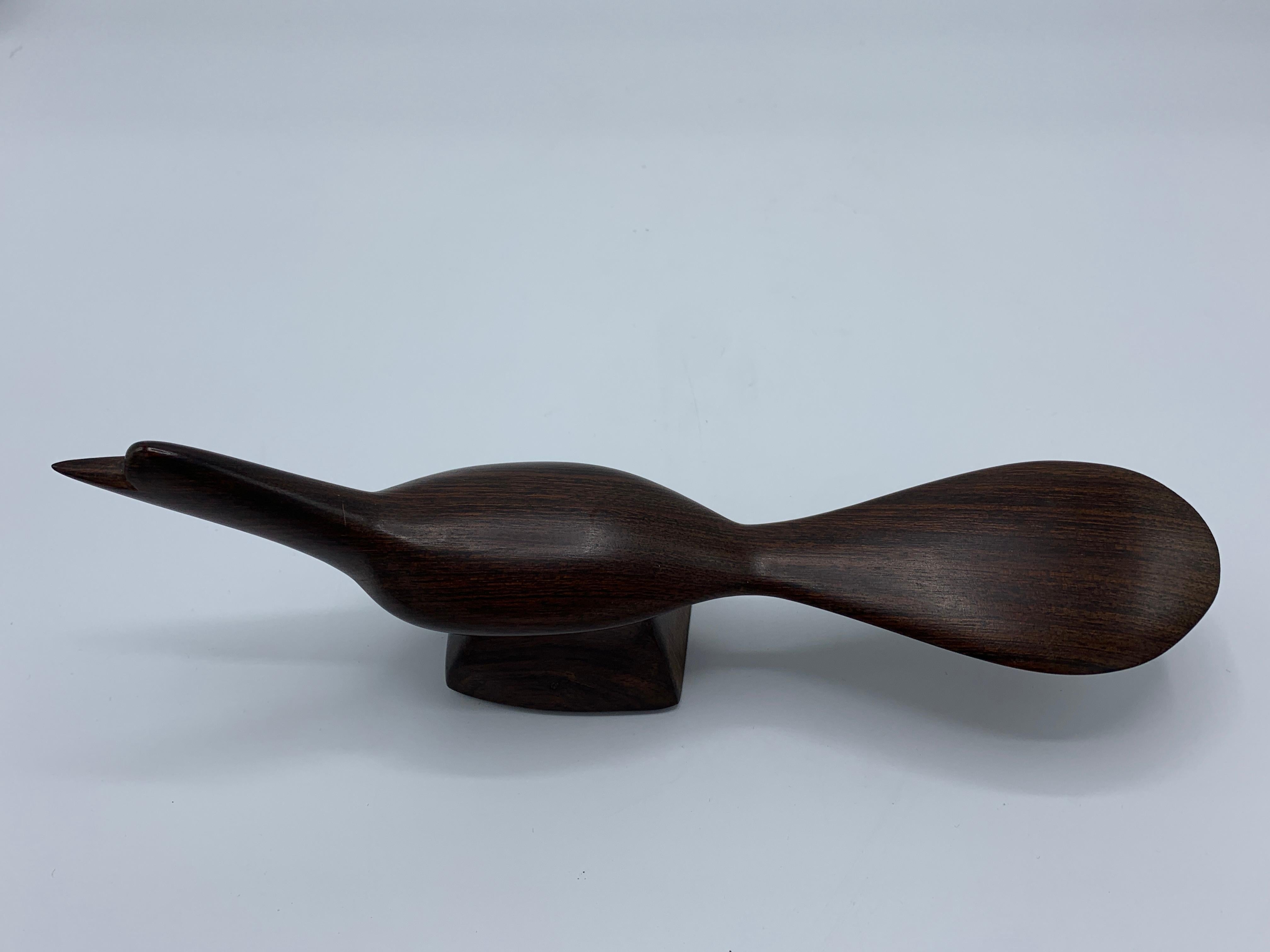 1960s Zebra Wood RoadRunner Bird Sculpture In Good Condition For Sale In Richmond, VA