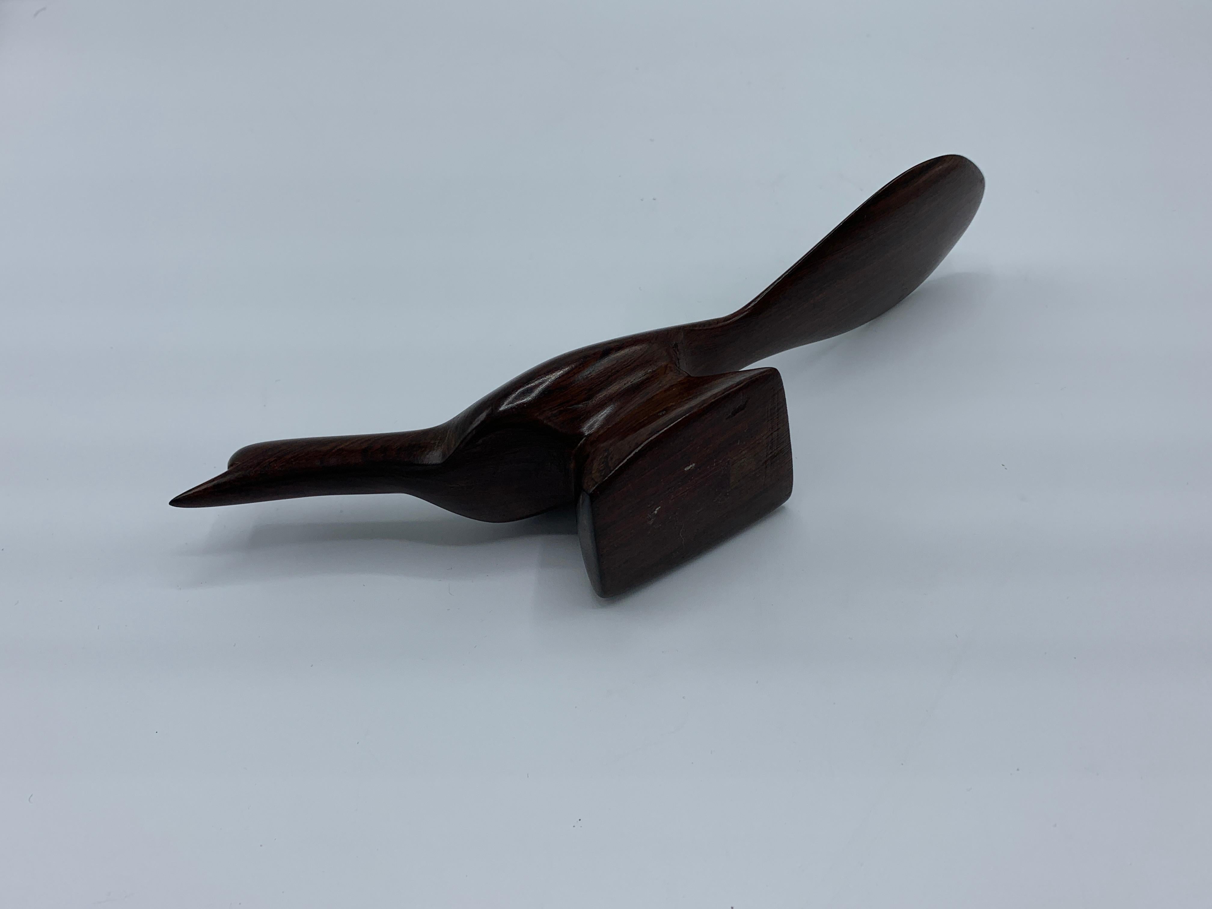 20th Century 1960s Zebra Wood RoadRunner Bird Sculpture For Sale