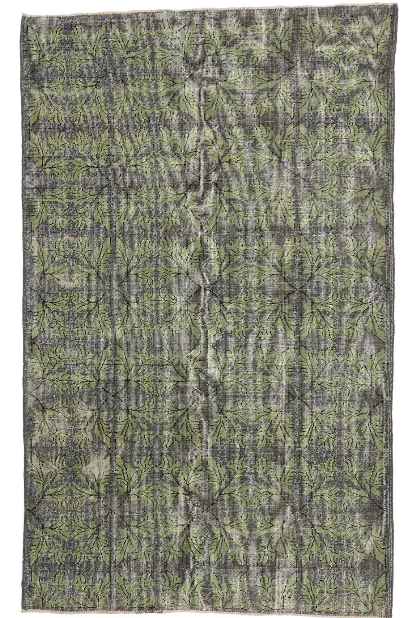 Aesthetic Movement 1960's Zeki Muren Distressed Turkish Sivas Rug with Modern Style For Sale