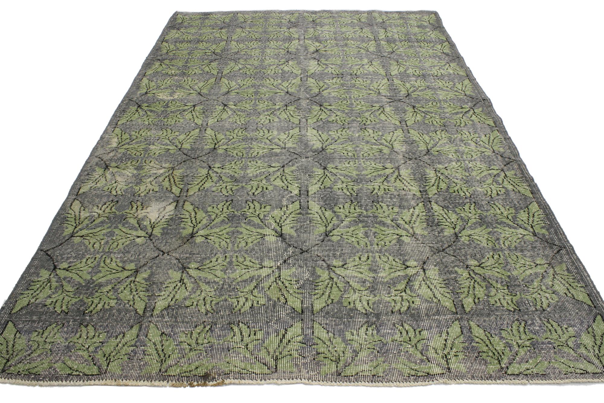 20th Century 1960's Zeki Muren Distressed Turkish Sivas Rug with Modern Style For Sale