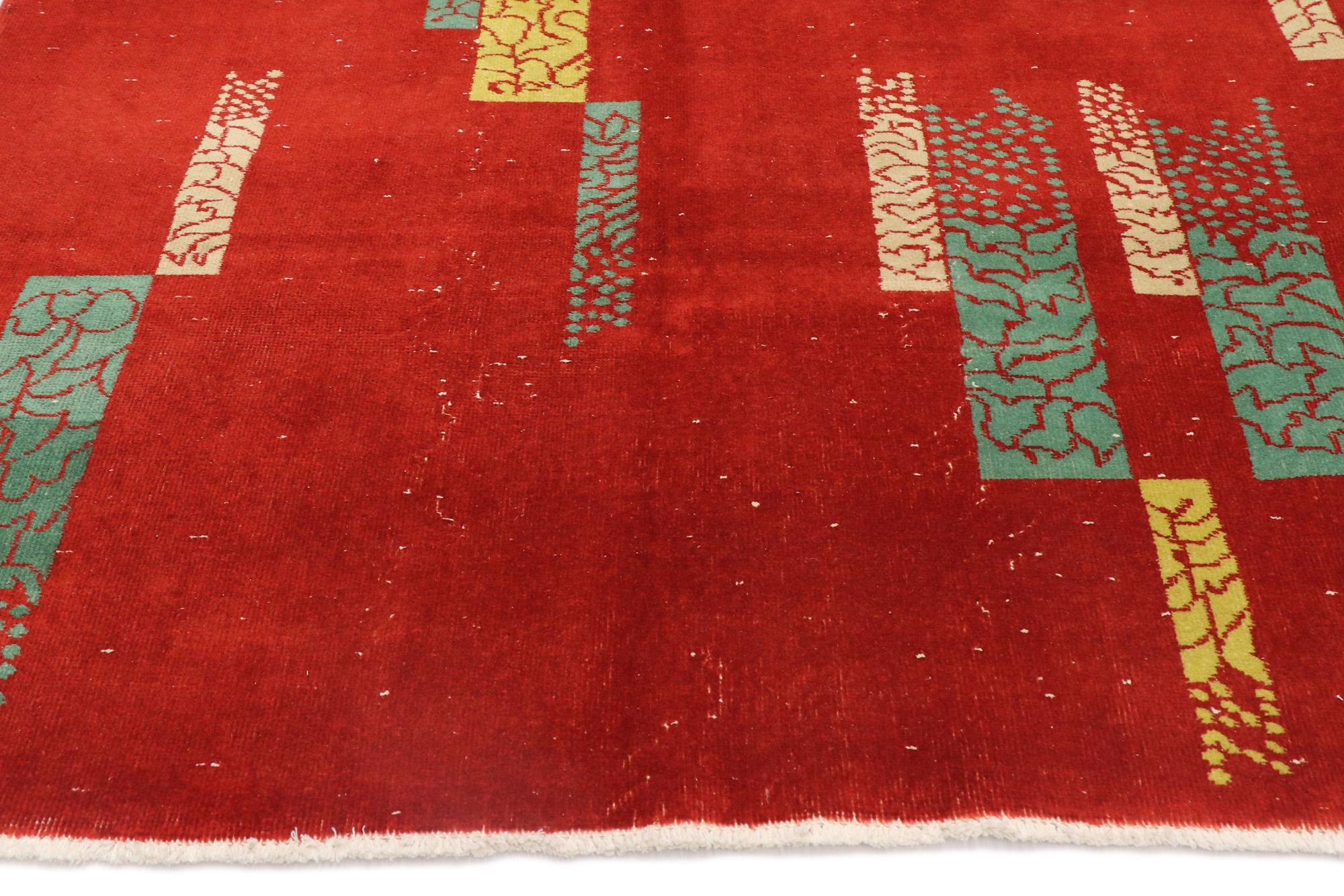Türkischer Sivas-Teppich von Zeki Muren aus den 1960er Jahren mit kubistischem Stil (Handgeknüpft) im Angebot
