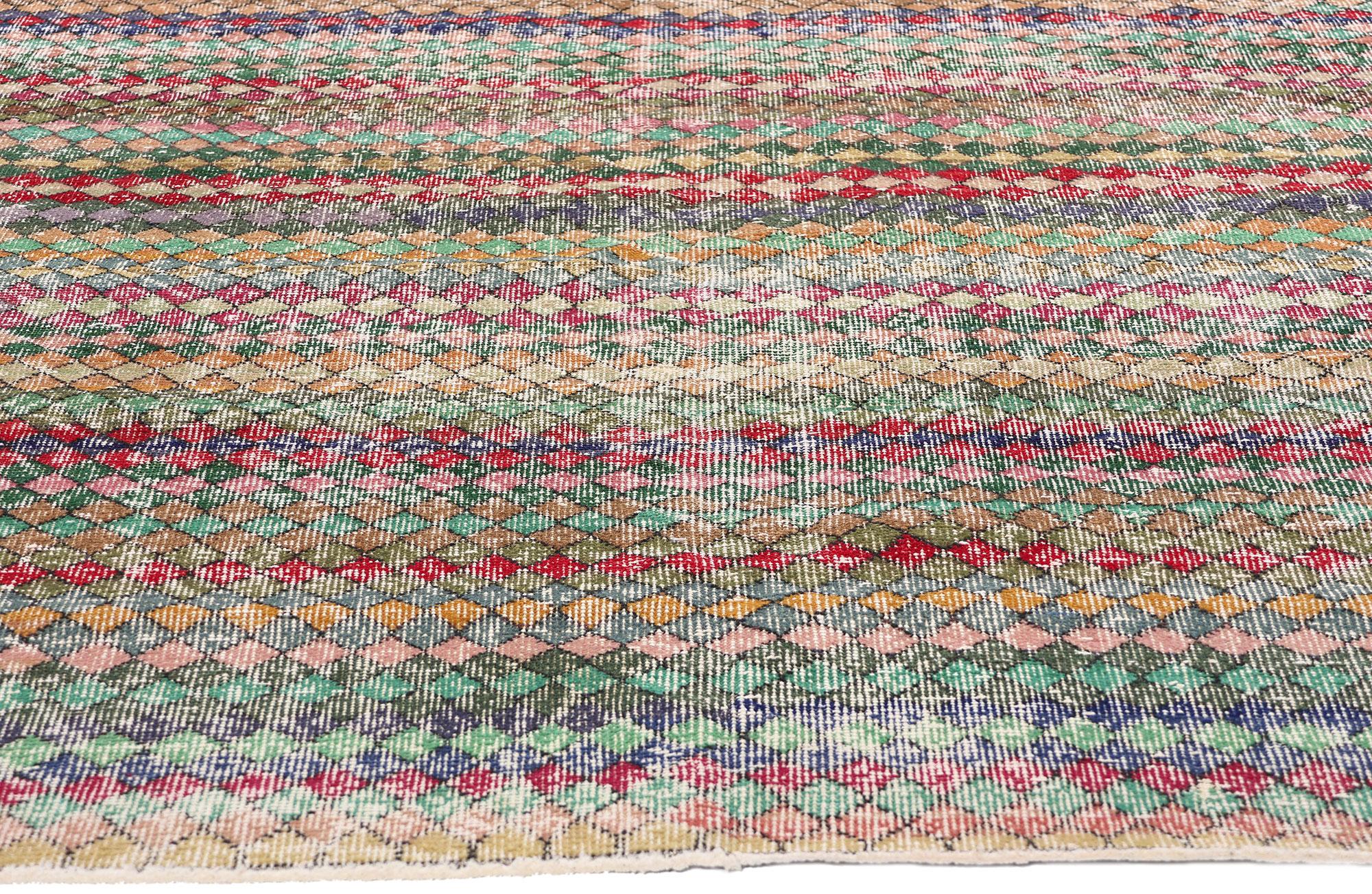Hand-Knotted 1960's Zeki Muren Turkish Sivas Rug with Modern Style For Sale