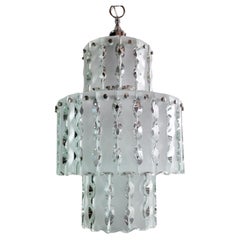 1960s Zero Quattro for Fontana Arte Attributable Chrome and Glass Pendant Lamp Vintage 1960s Zero Quattro for Fontana Arte Attributable Chrome and Glass Pendant Lamp