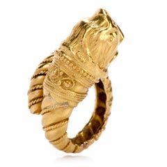 1960s Zolotas Greek 22 Karat Lion Head Gold Coktail Ring