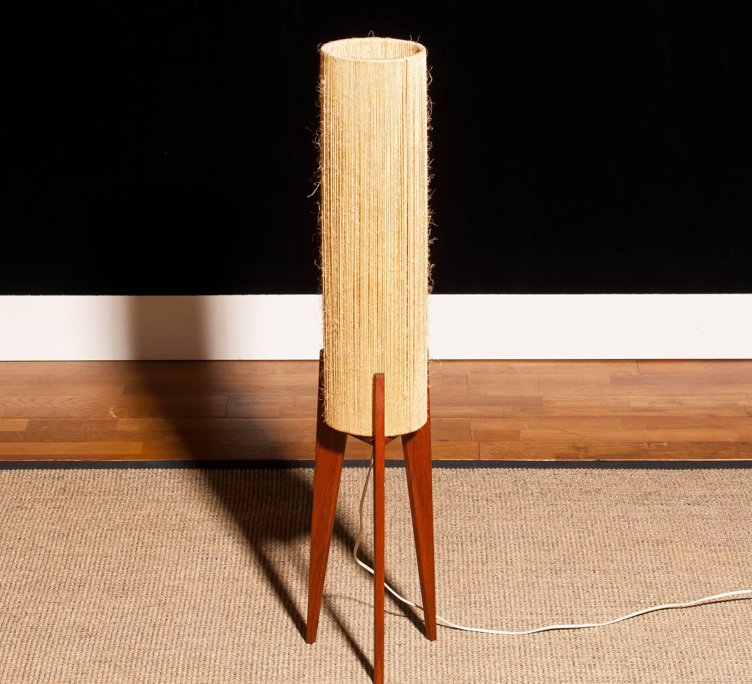 1960s, Teak and Rope Floor Lamp by Fog & Mørup Denmark In Excellent Condition In Silvolde, Gelderland