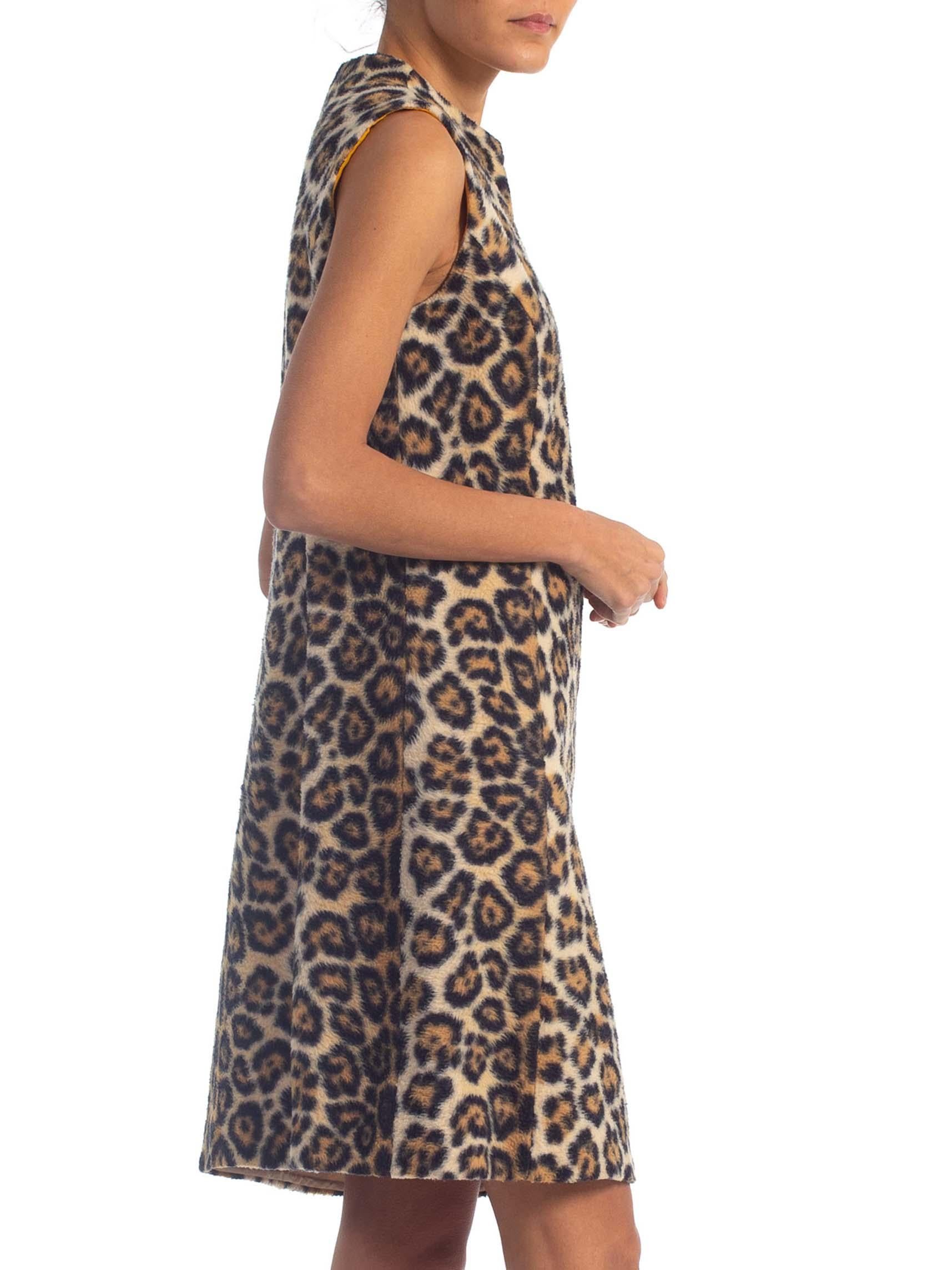 1960S Acrylic Blend Faux Fur Leopard Dress In Excellent Condition For Sale In New York, NY