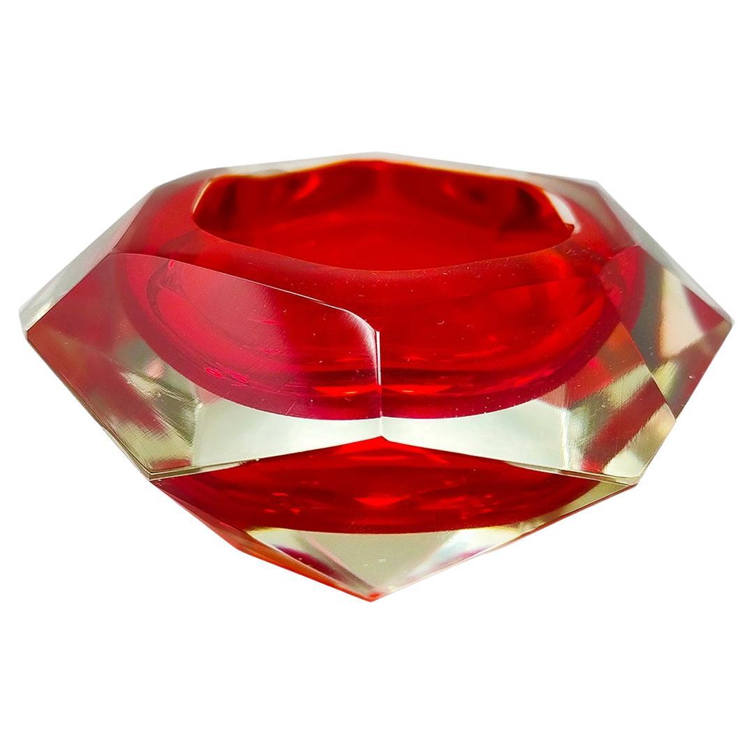 1960sMurano Red Ashtray or Vide Poche Designed by Flavio Poli For Sale