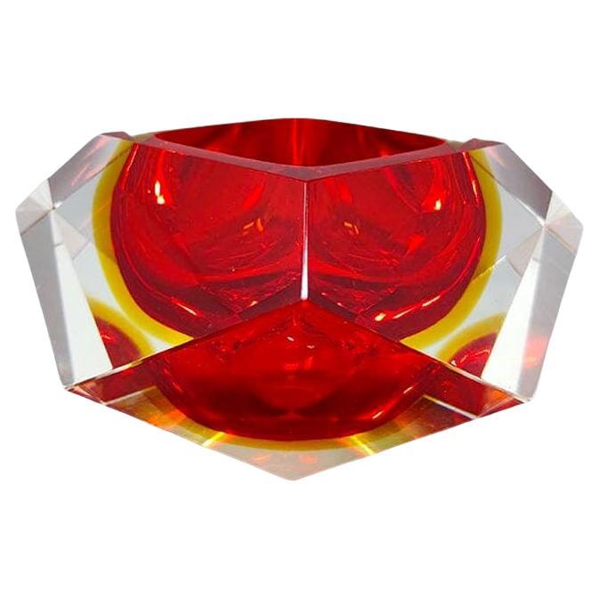 1960sMurano Posacenere rosso o Vide Poche Disegnato da Flavio Poli
