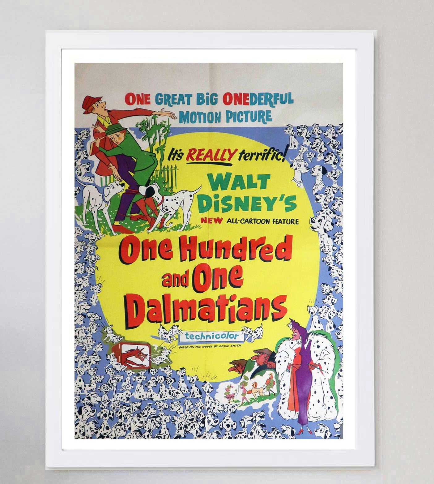 1961 101 Dalmatians Original Vintage Poster In Good Condition For Sale In Winchester, GB
