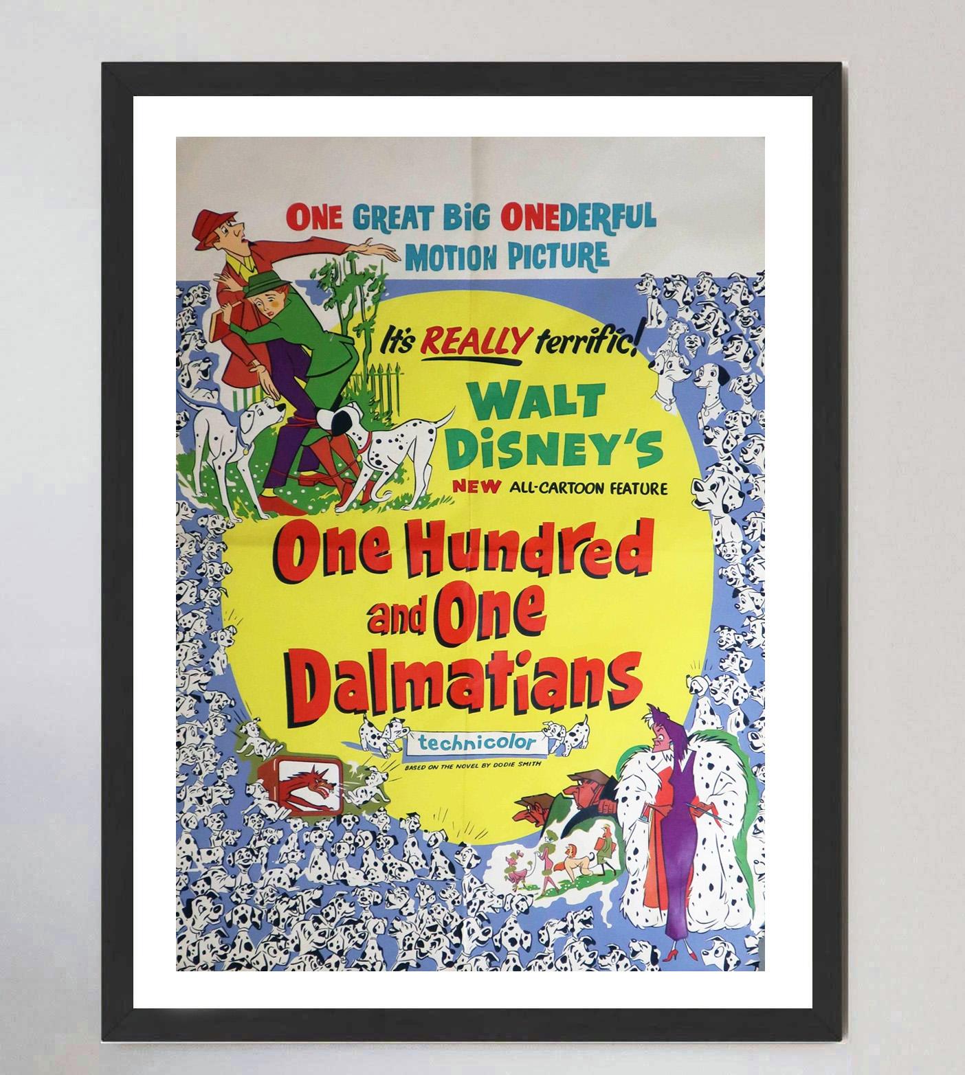 Mid-20th Century 1961 101 Dalmatians Original Vintage Poster For Sale