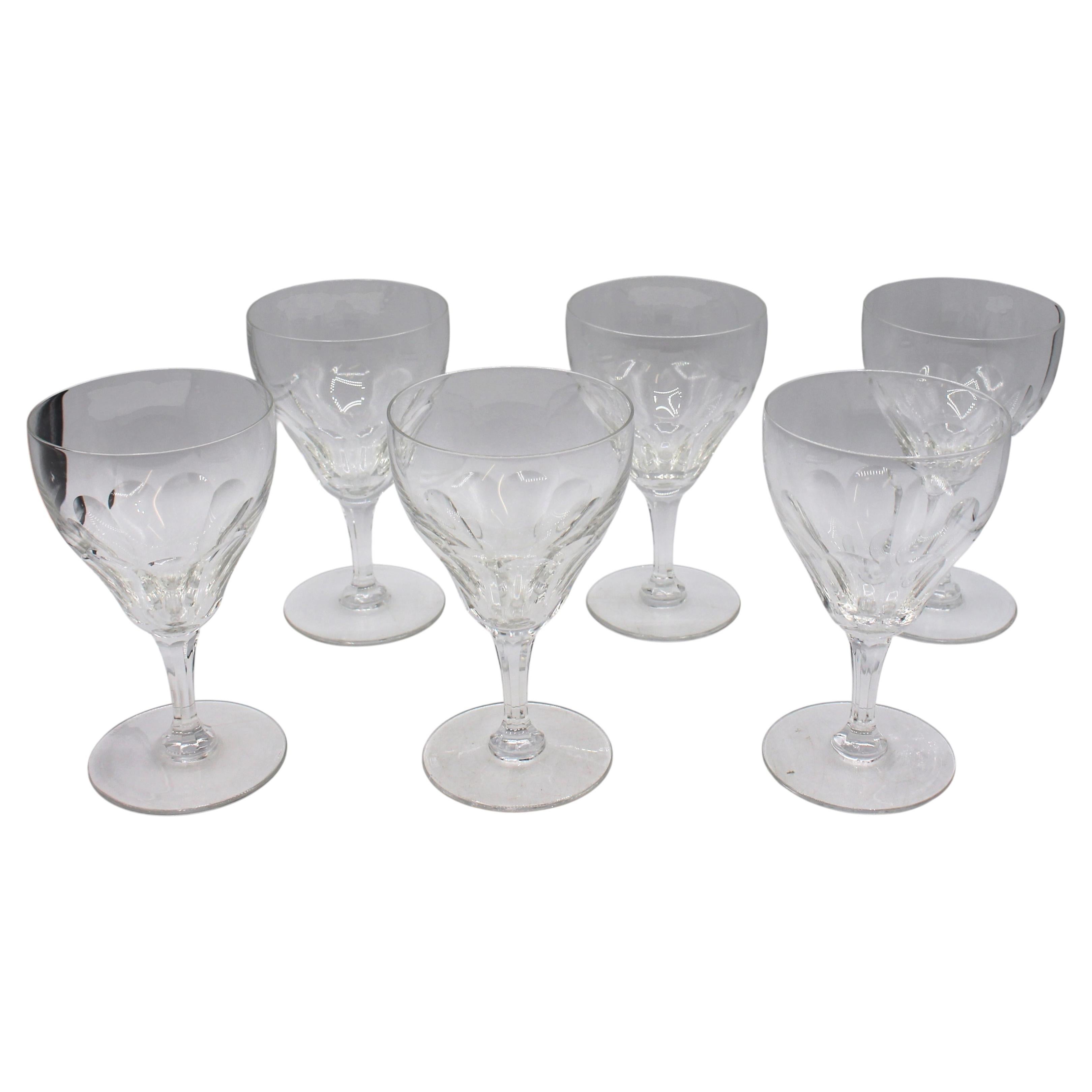 1961-1982 Belgian Set of Six Val. St. Lambert Riviera Pattern Goblets For Sale