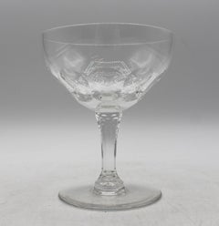 1961-1982 Belgian Set of Ten Val Saint Lambert Riviera Pattern Champagne Coupes