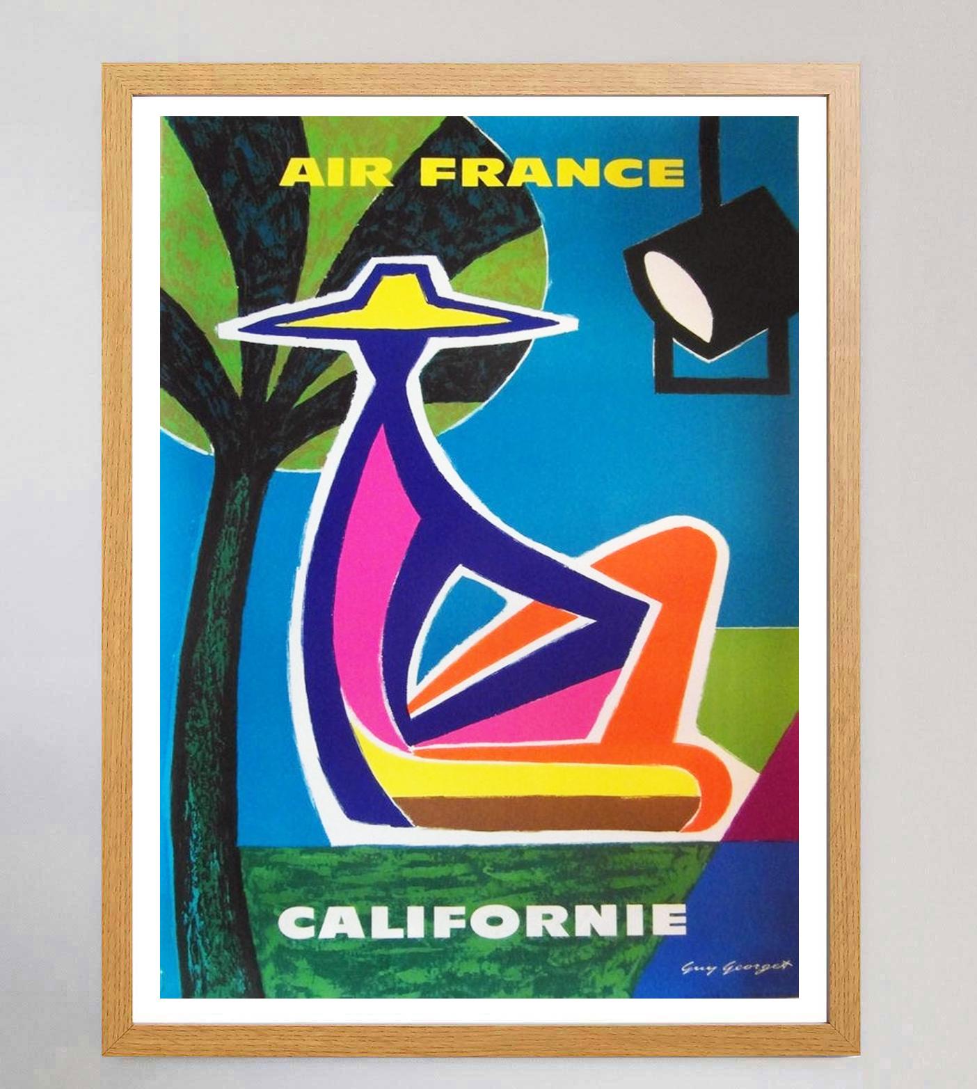 French 1961 Air France, California Original Vintage Poster