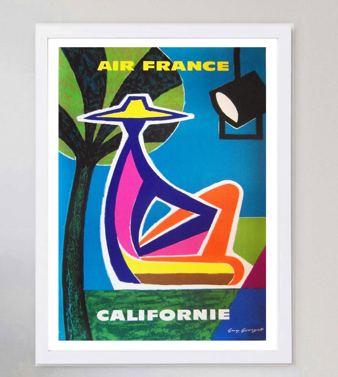 1961 Air France, California Original Vintage Poster In Good Condition In Winchester, GB