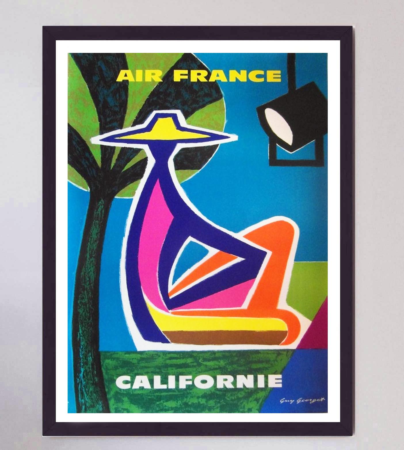 Mid-20th Century 1961 Air France, California Original Vintage Poster