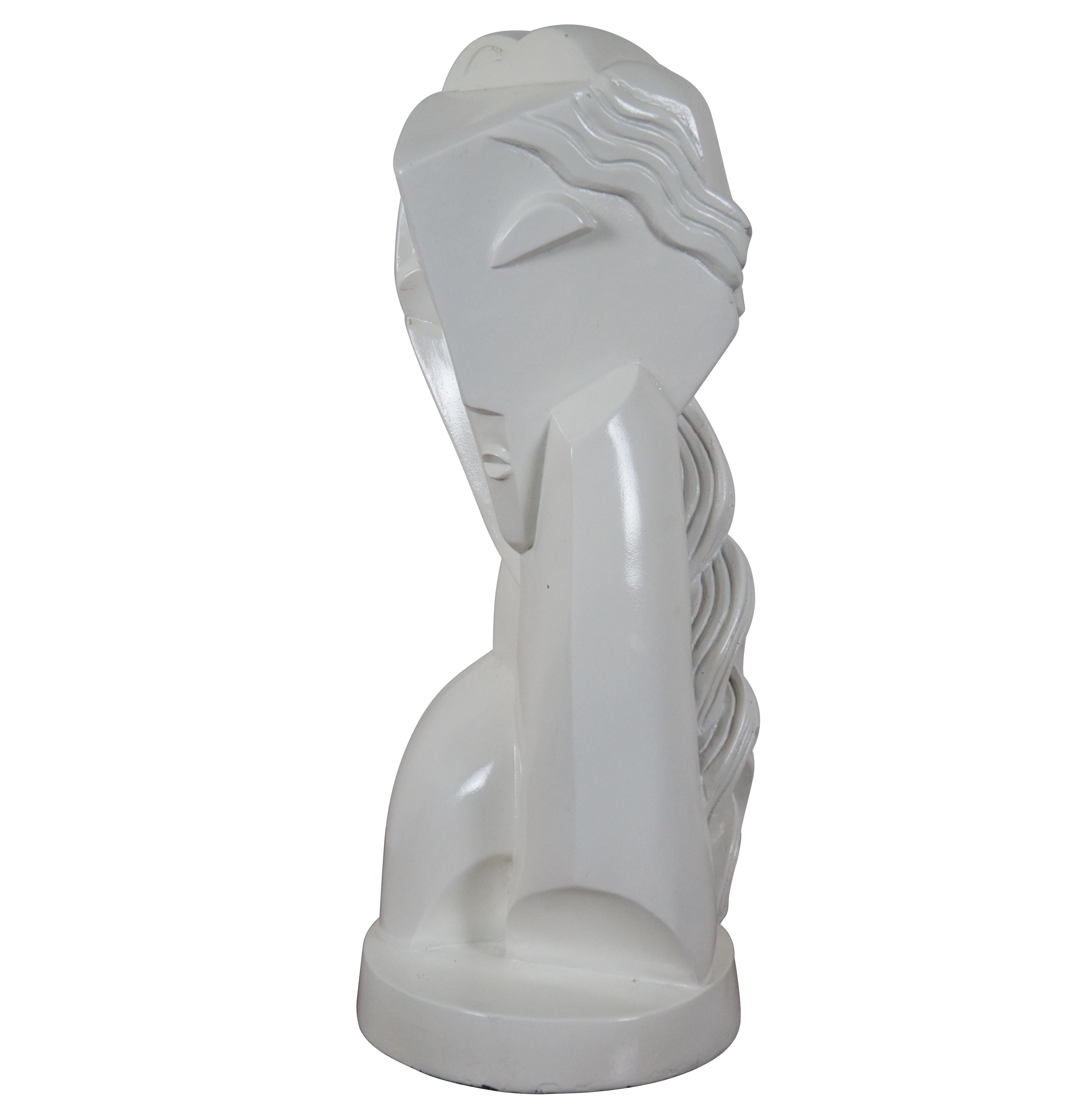 Mid-Century Modern 1961 glossy white plaster impressionist / Expressionist sculpture produced by Austin Products / Productions Inc, based on Head of a Young Girl (Tete de Jeune Fille) – 1920 by Cubist sculptor Henri Laurens.

Henri Laurens, born