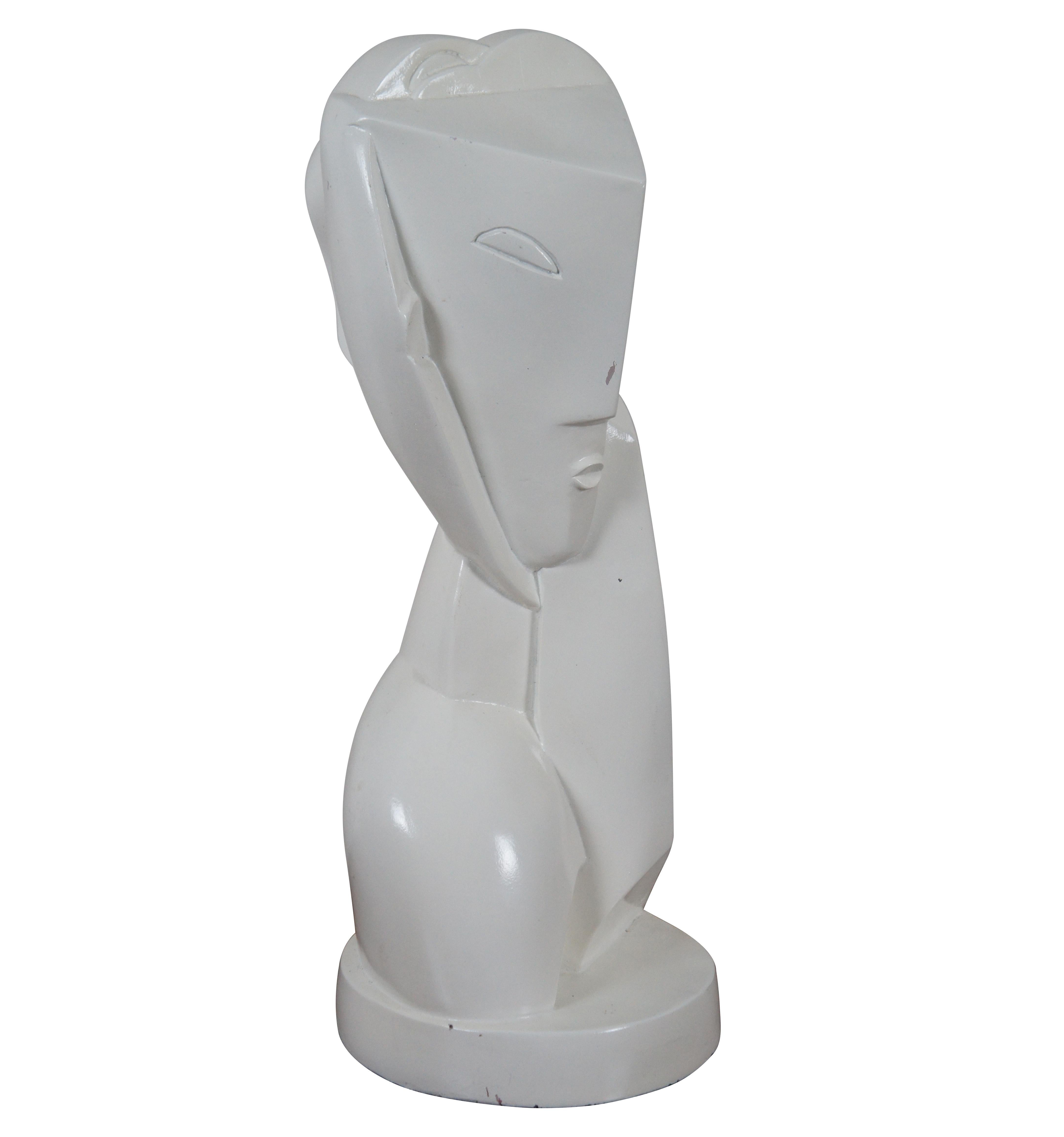 Mid-Century Modern 1961 Austin Products Head of a Young Girl Bust Sculpture After Henri Laurens