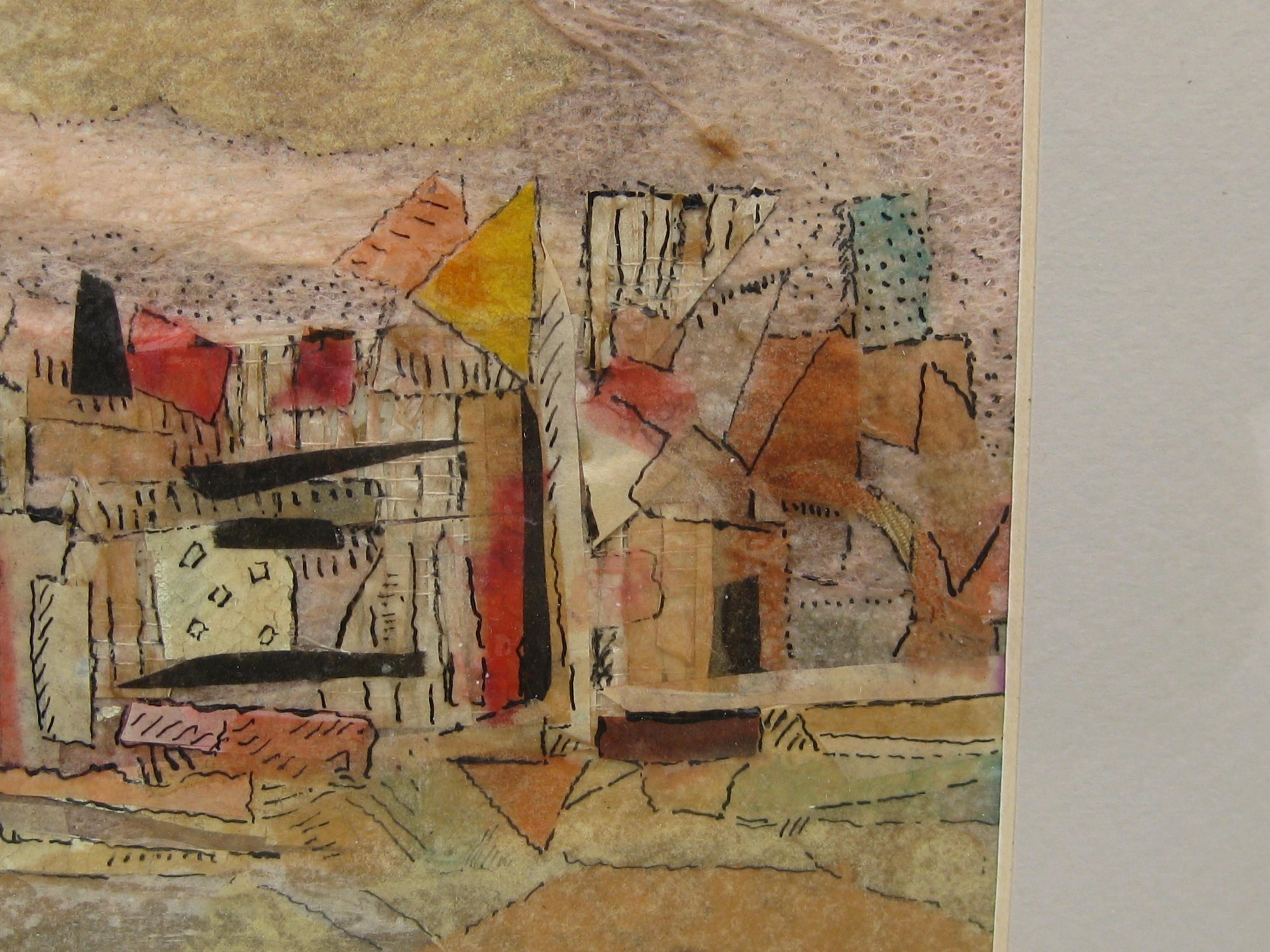 1961 Camille Blair California Listed Artist Abstract Cityscape Painting im Angebot 4