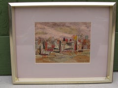 1961 Camille Blair California Listed Artist Abstract Cityscape Painting
