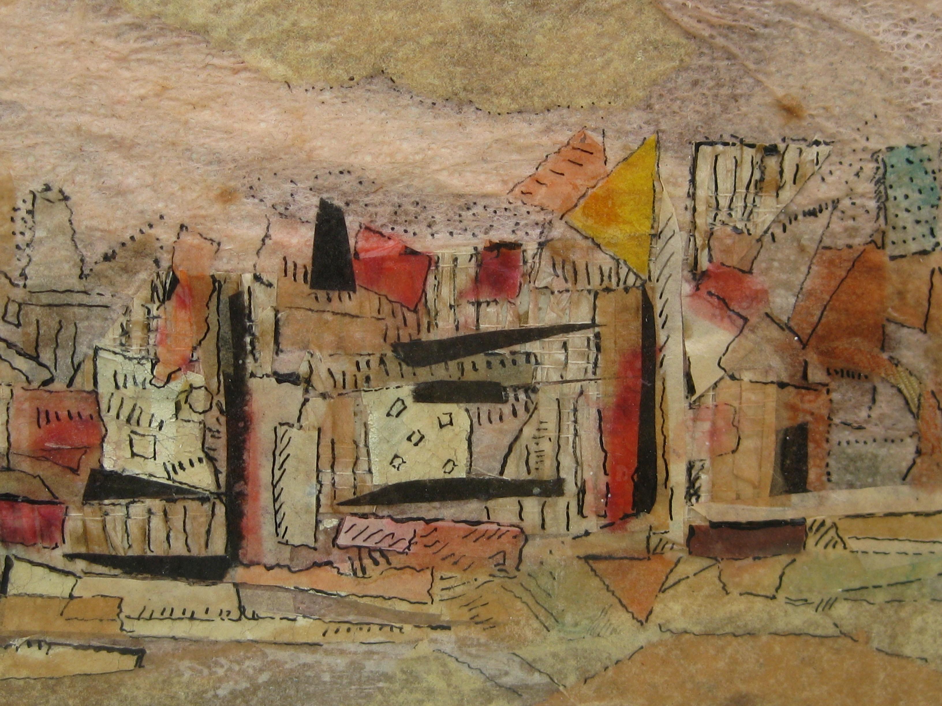 1961 Camille Blair California Listed Artist Abstract Cityscape Painting im Angebot 3