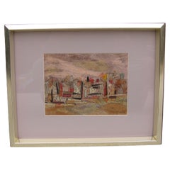 1961 Camille Blair California Listed Artist Abstract Cityscape Painting