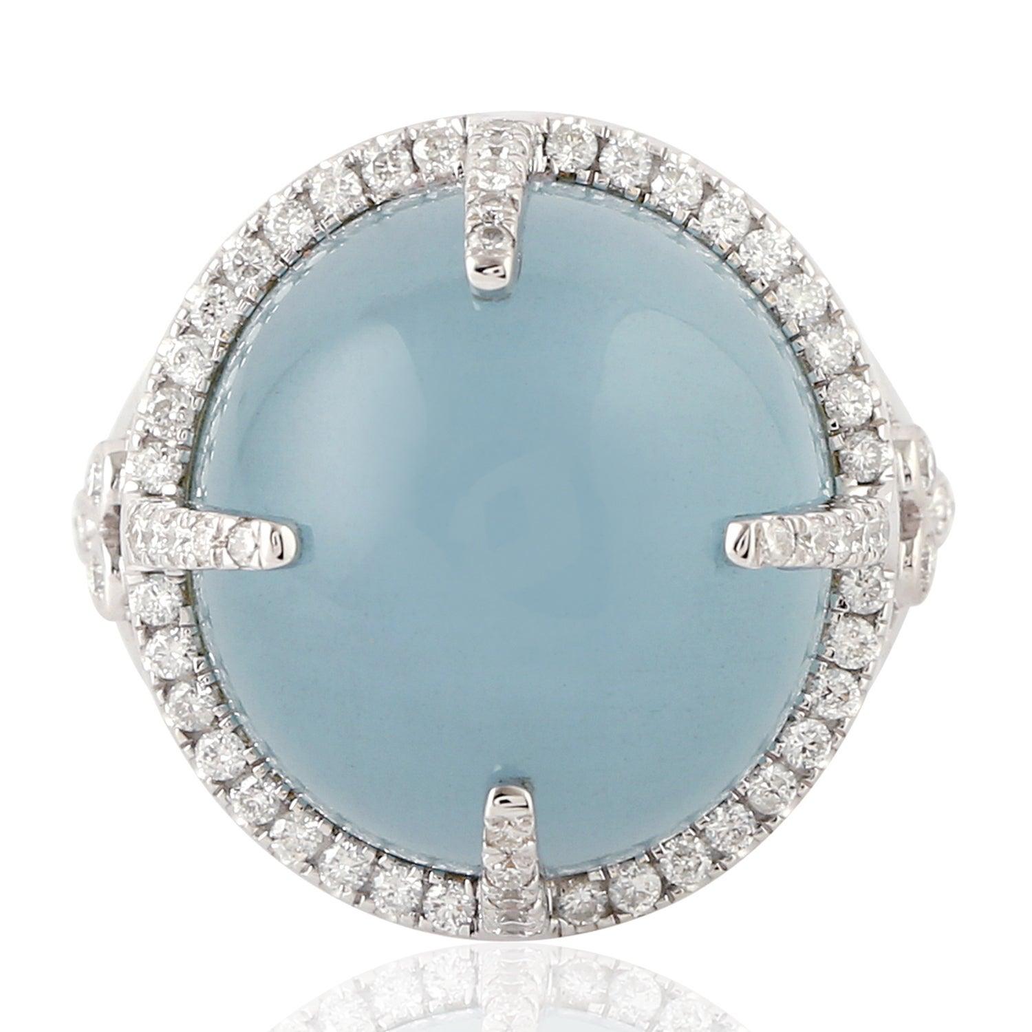 For Sale:  19.61 Carat Aquamarine Diamond 18 Karat White Gold Ring 4