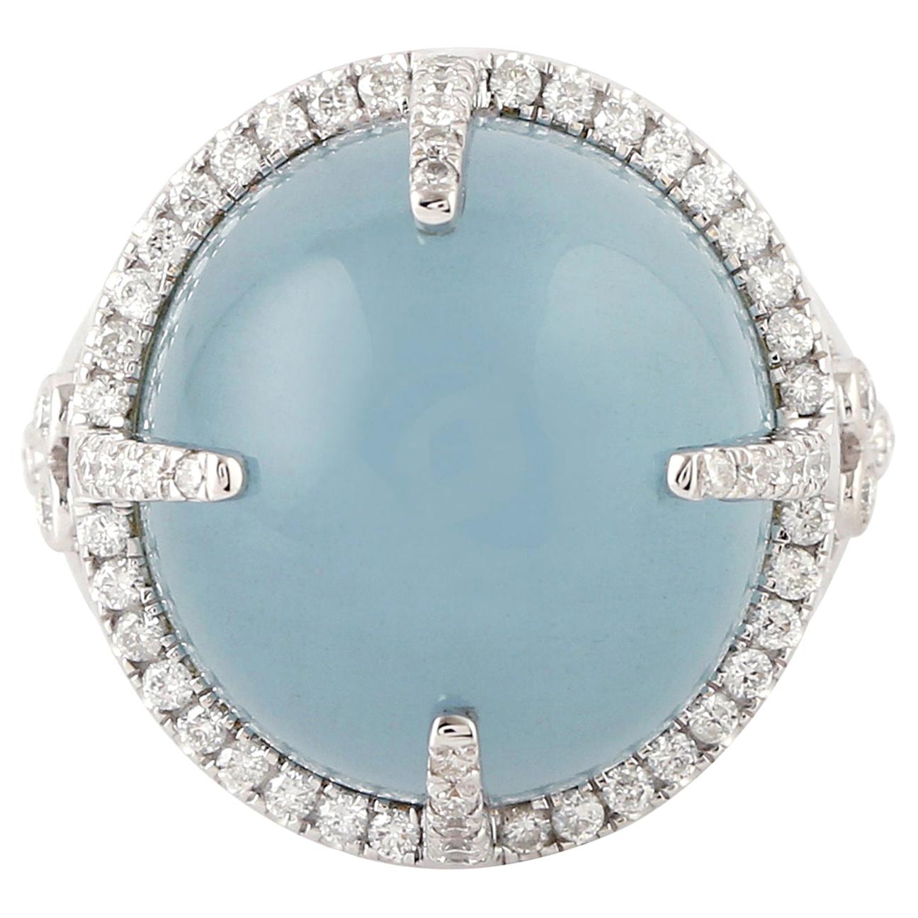 For Sale:  19.61 Carat Aquamarine Diamond 18 Karat White Gold Ring