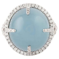 19.61 Carat Aquamarine Diamond 18 Karat White Gold Ring
