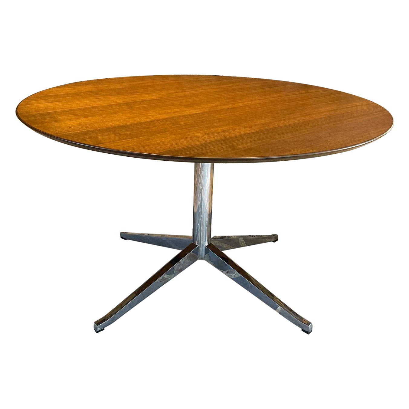 1961 Classic Round Knoll Dining Table Star Chrome Base Restored and Ready