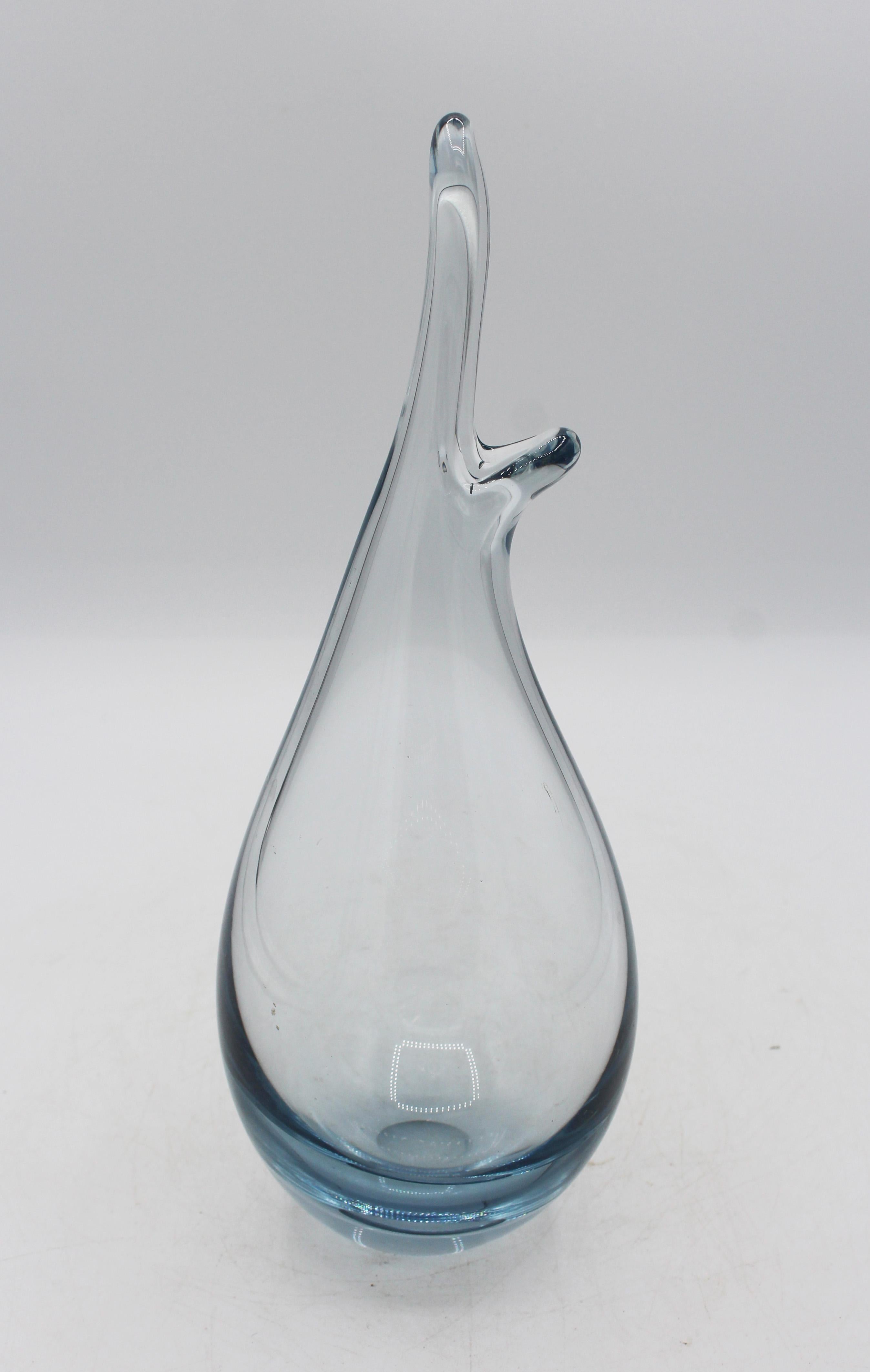 Postmoderno 1961 Vaso danese in vetro blu Holmegaard 