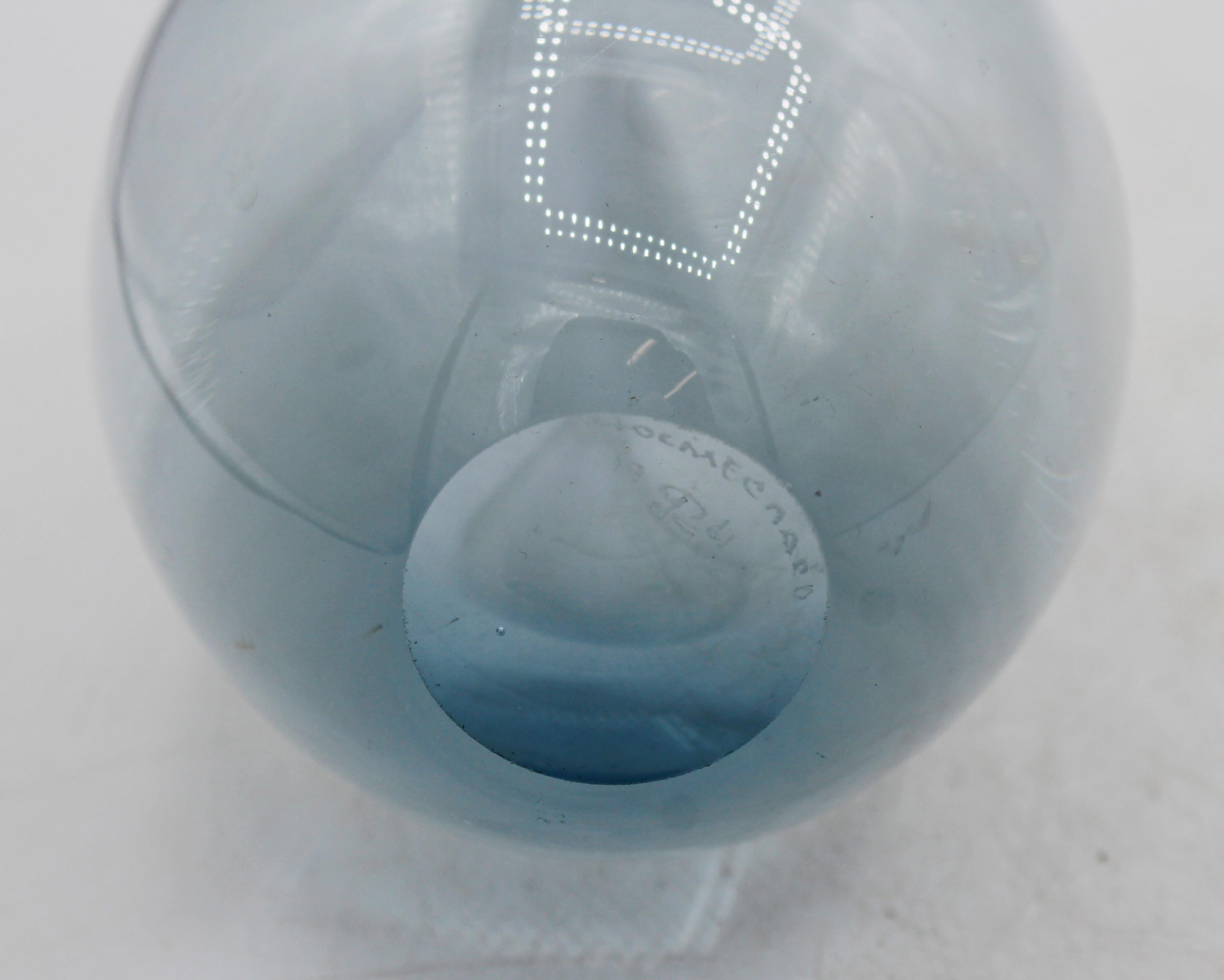 1961 Vaso danese in vetro blu Holmegaard 