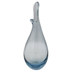 1961 Danish Holmegaard Blue Glass "Duckling" Vase by Per Lütken