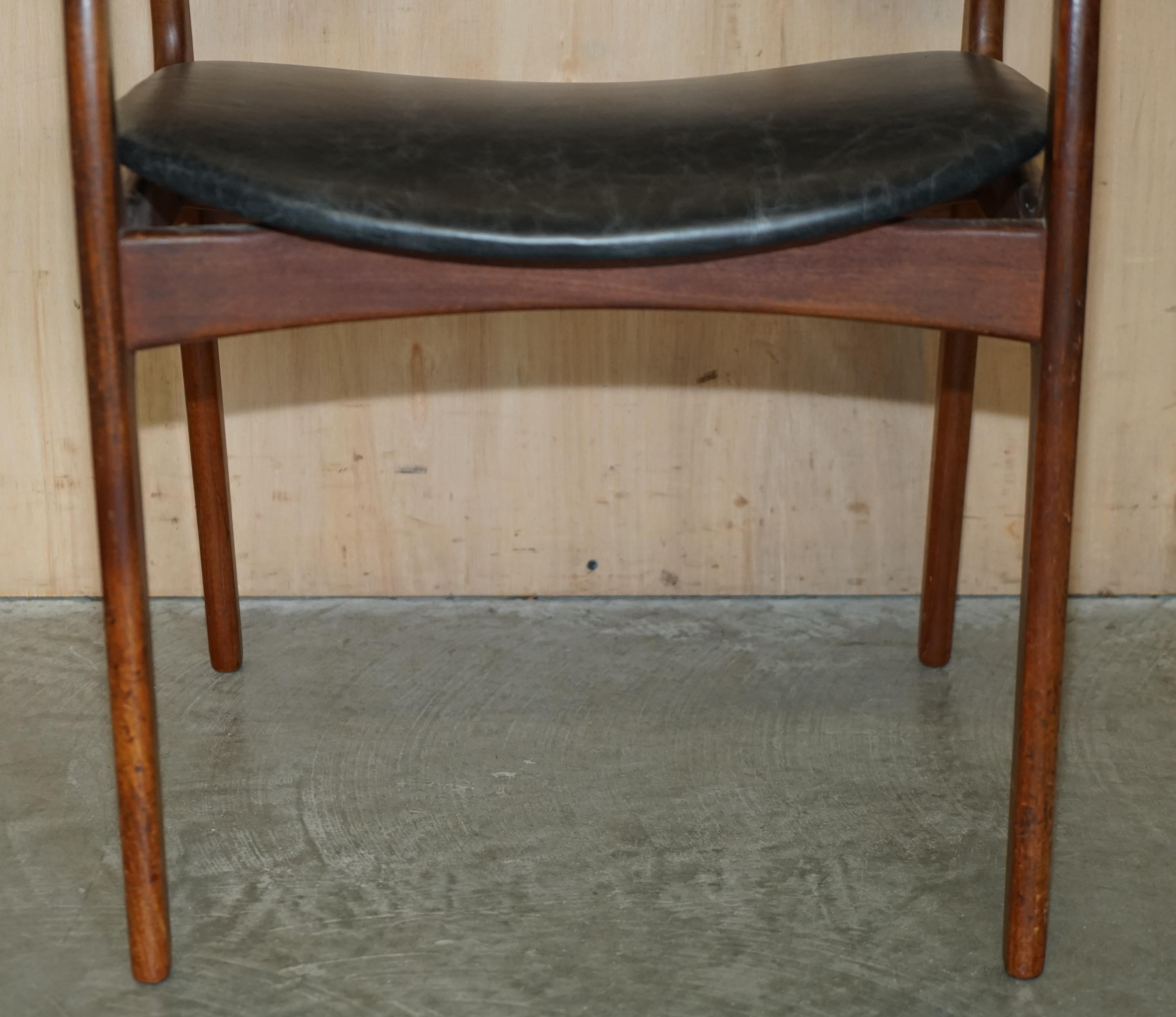 1961 Danish Teak Peter Lovig Nielsen for Mobelfabrik Black Leather Desk Armchair For Sale 6