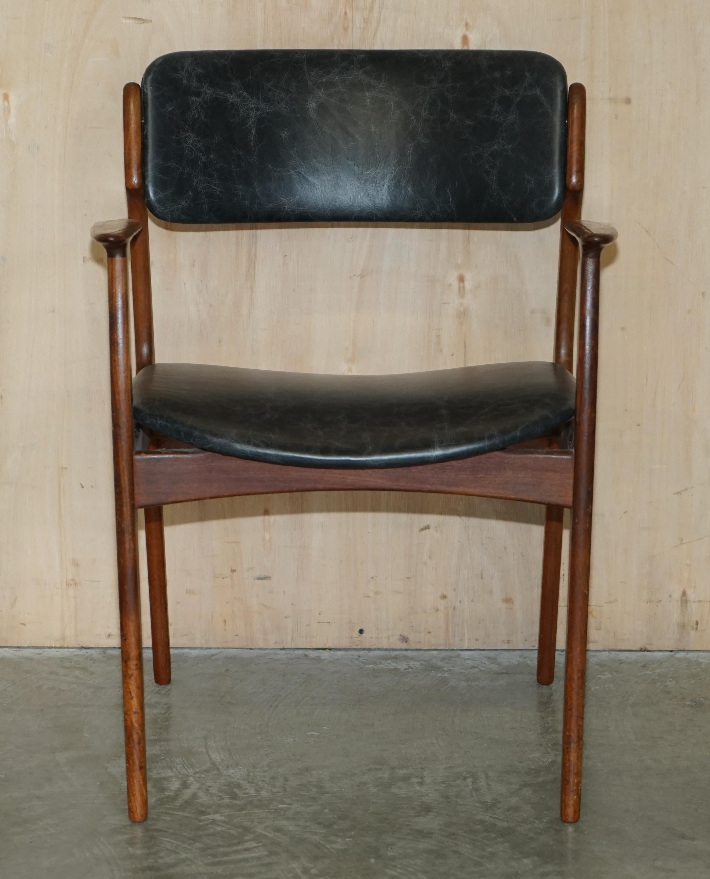 We are delighted to offer for sale this lovely original Mid Century Modern circa 1961 Peter Lovig Danish Teak office desk armchair with new heritage black leather upholstery 

Please note the delivery fee listed is just a guide, it covers within