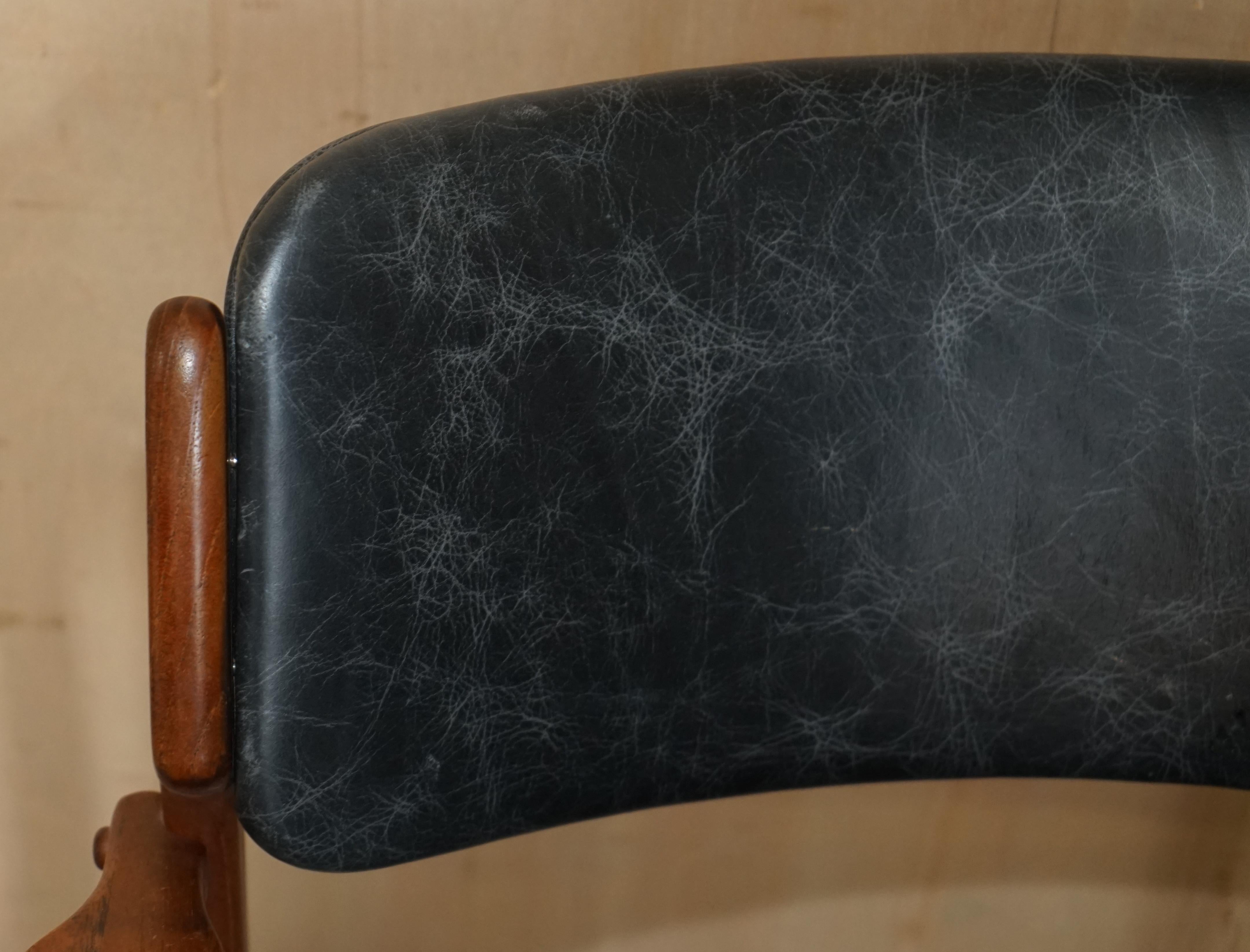 1961 Danish Teak Peter Lovig Nielsen for Mobelfabrik Black Leather Desk Armchair For Sale 1