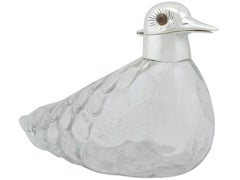 1961 Glass and Sterling Silver Mounted Bird Claret Jug by Asprey & Co. Ltd.