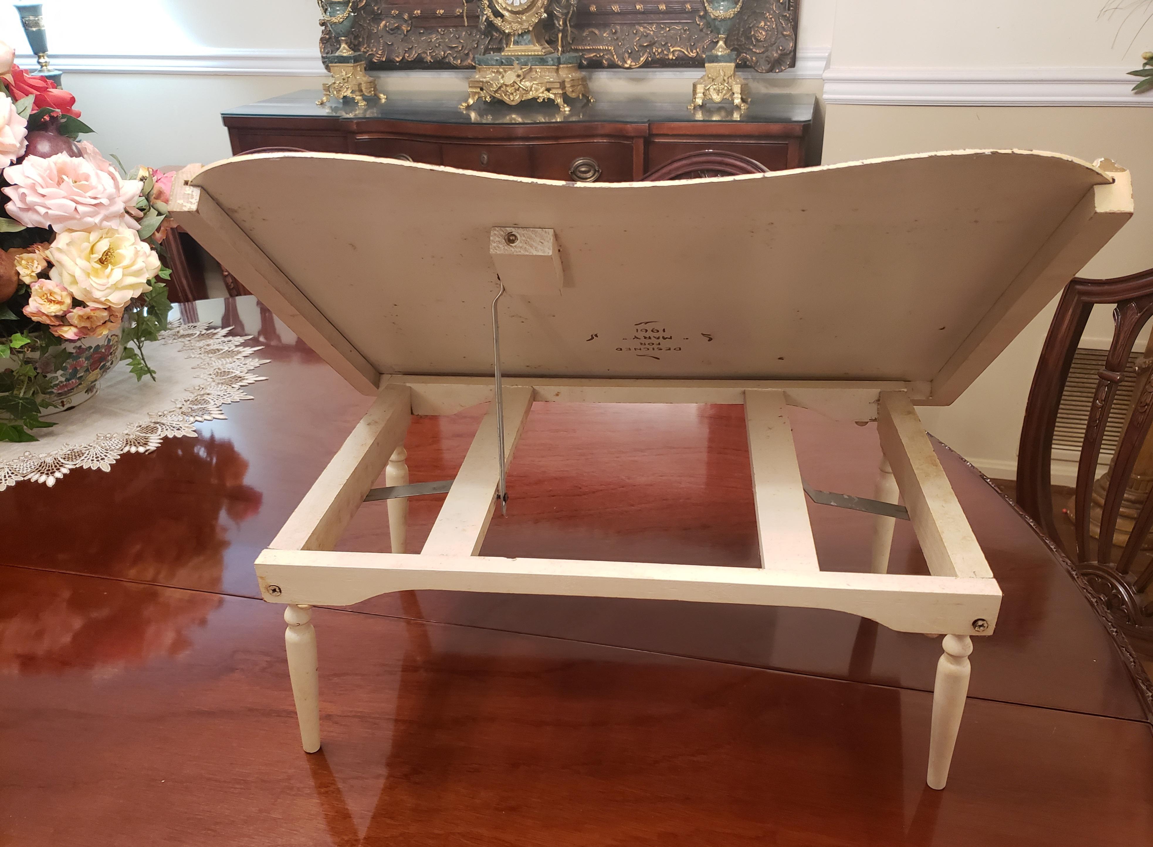 Metal 1961 Hand Painted Custom Victorian Foldable Bed Tray Lap Tray For Sale