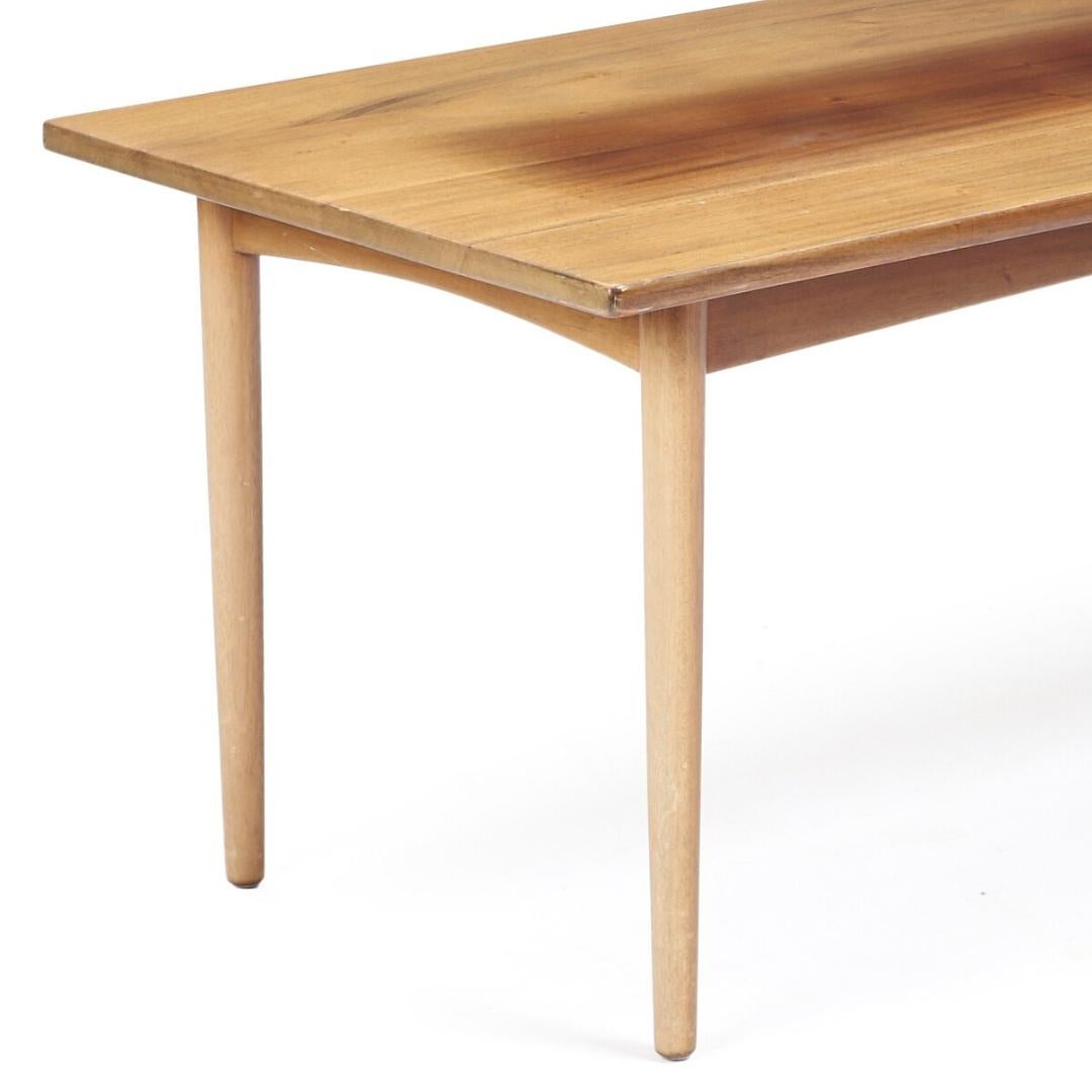 1961 Harbo Sølvsten solid mahogany coffee table with tapered legs. H. 54. L. 140. W. 59 cm. Purchased by present owner's grandparents in 1961 from interior designer Harbo Sølvsten, Aarhus. Receipt dated 12–12-61, and the drawing of the table is