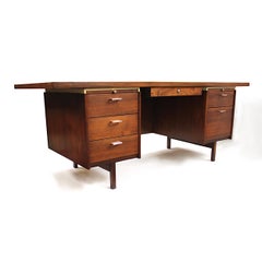 1961 Mid-Century Modern Walnut Executive Desk by Charles Deaton for Leopold