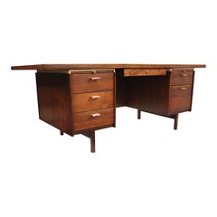 Vintage 1961 Mid-Century Modern Walnut Executive Desk by Charles Deaton for Leopold