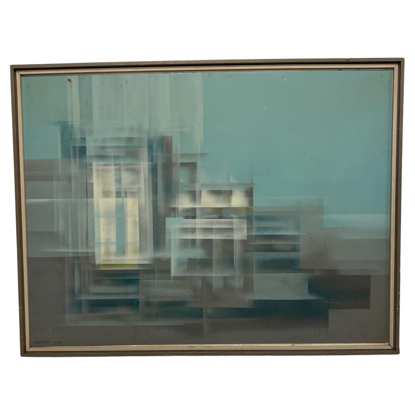 1961 Modern Art Reflective Mirage Eugene Kloszewski Abstract Painting For Sale