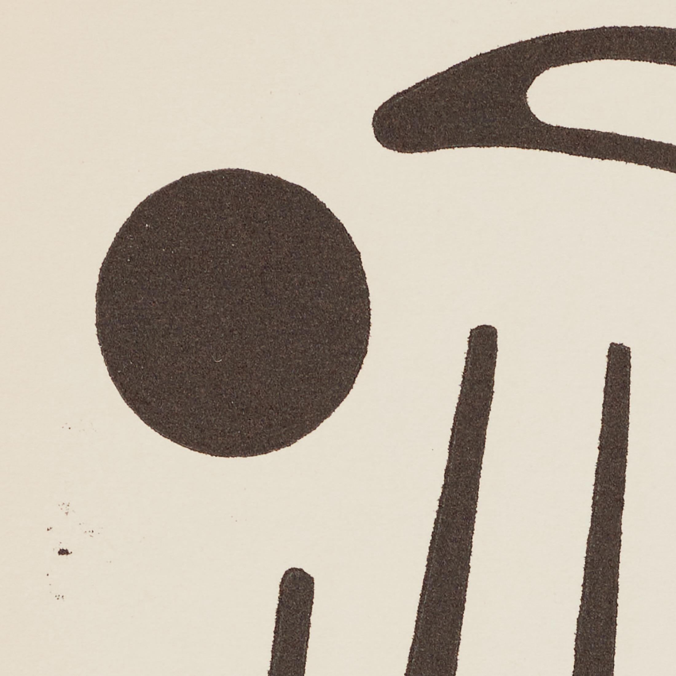 1961 Moisès Villèlia Linocut — “Aumun”, No. 89/100, Illustrating a Poem in vendita 7