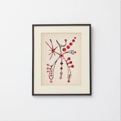 1961 Moisès Villèlia Linogravure - "Aumun", n° 89/100, Illustration d'un poème