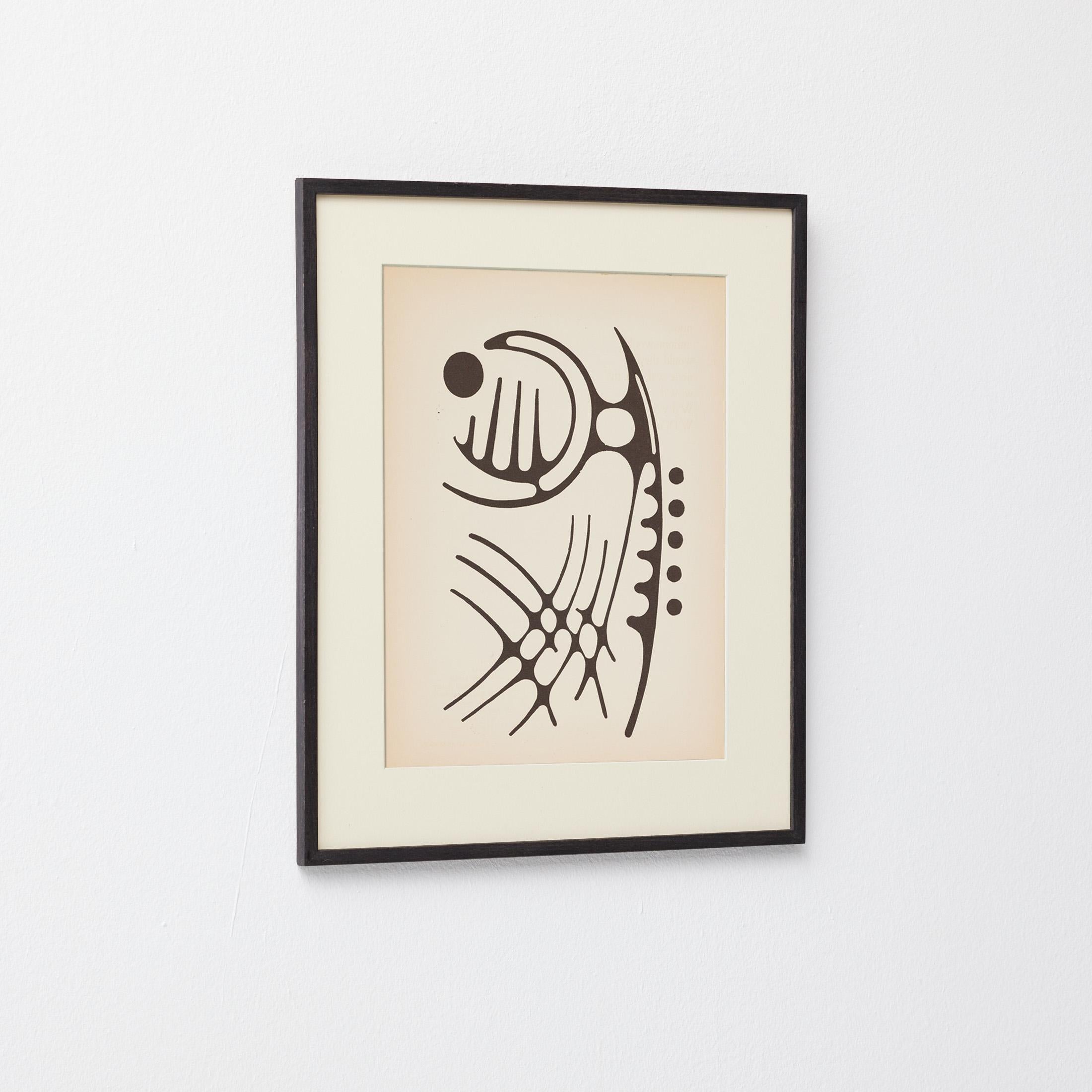 Mid-Century moderno 1961 Moisès Villèlia Linocut — “Aumun”, No. 89/100, Illustrating a Poem in vendita
