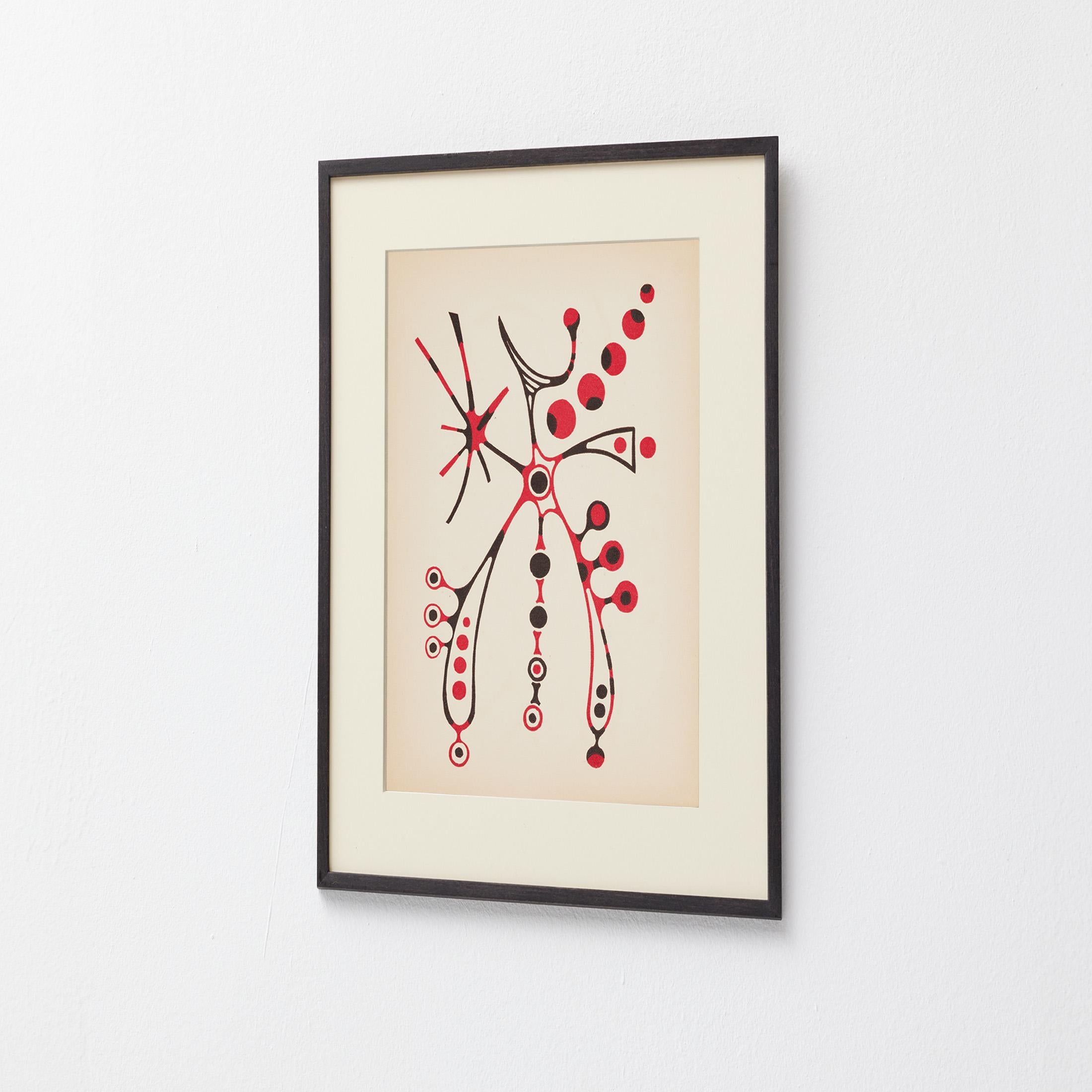 Mid-Century moderno 1961 Moisès Villèlia Linocut - 