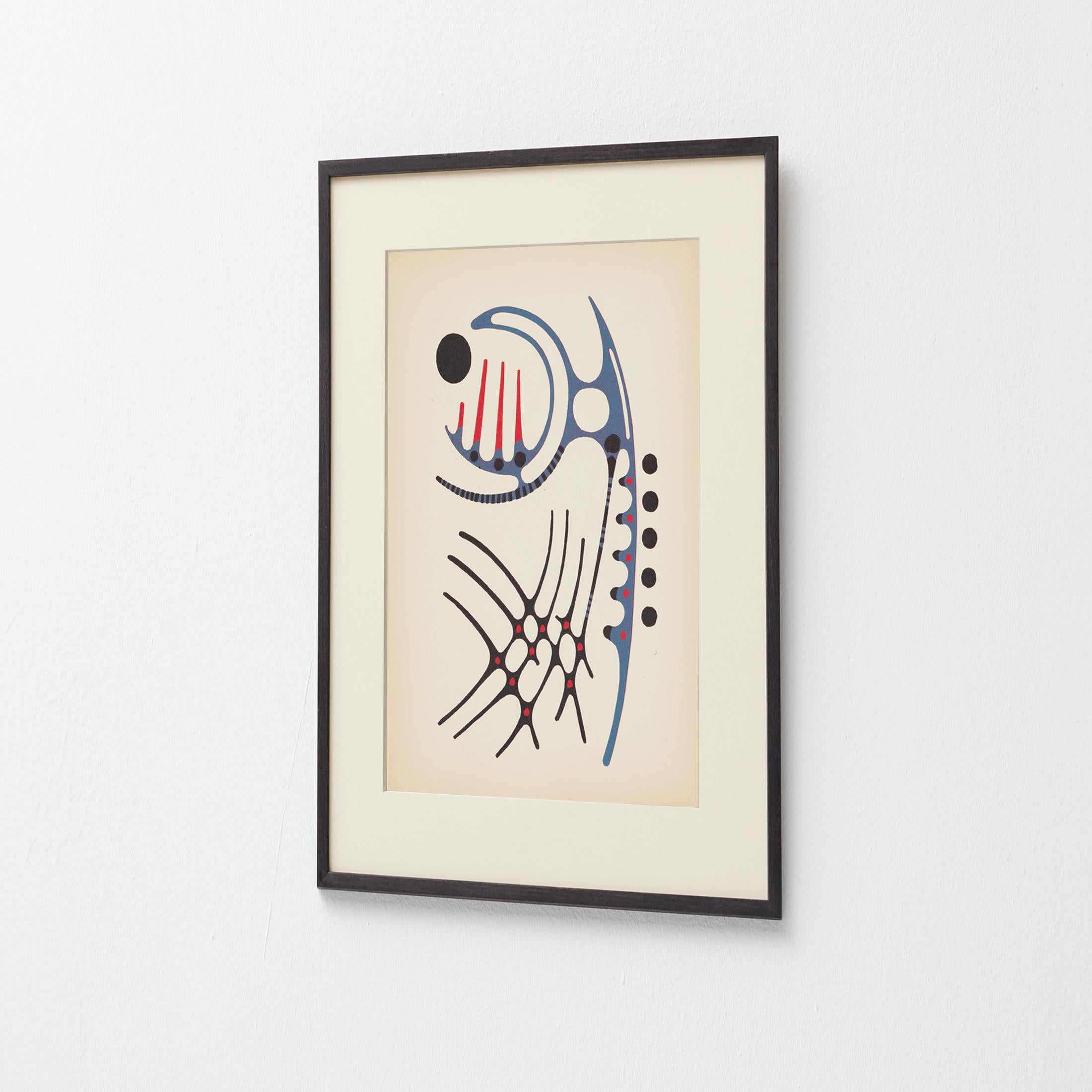Mid-Century moderno 1961 Moisès Villèlia Linocut - 