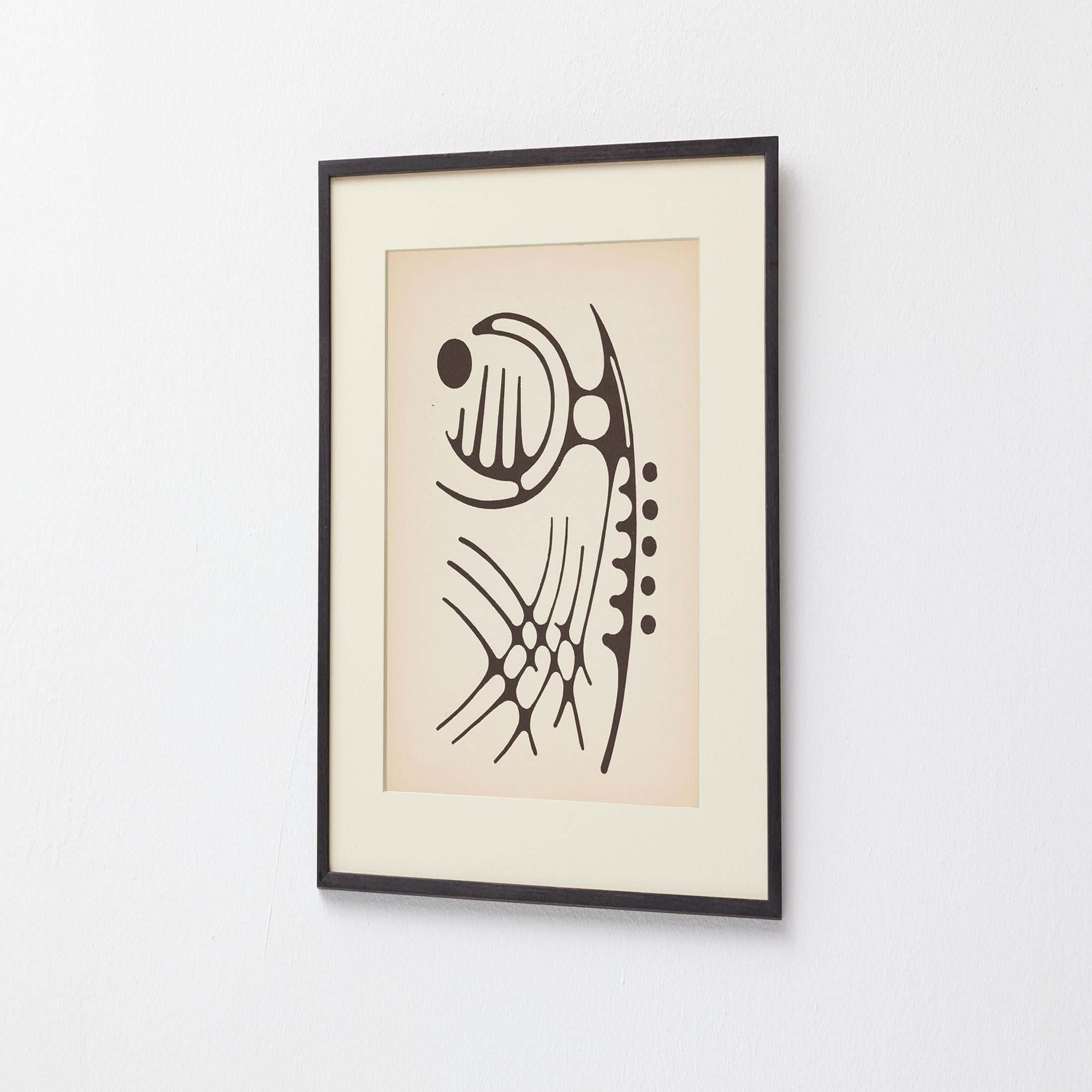 Spagnolo 1961 Moisès Villèlia Linocut — “Aumun”, No. 89/100, Illustrating a Poem in vendita