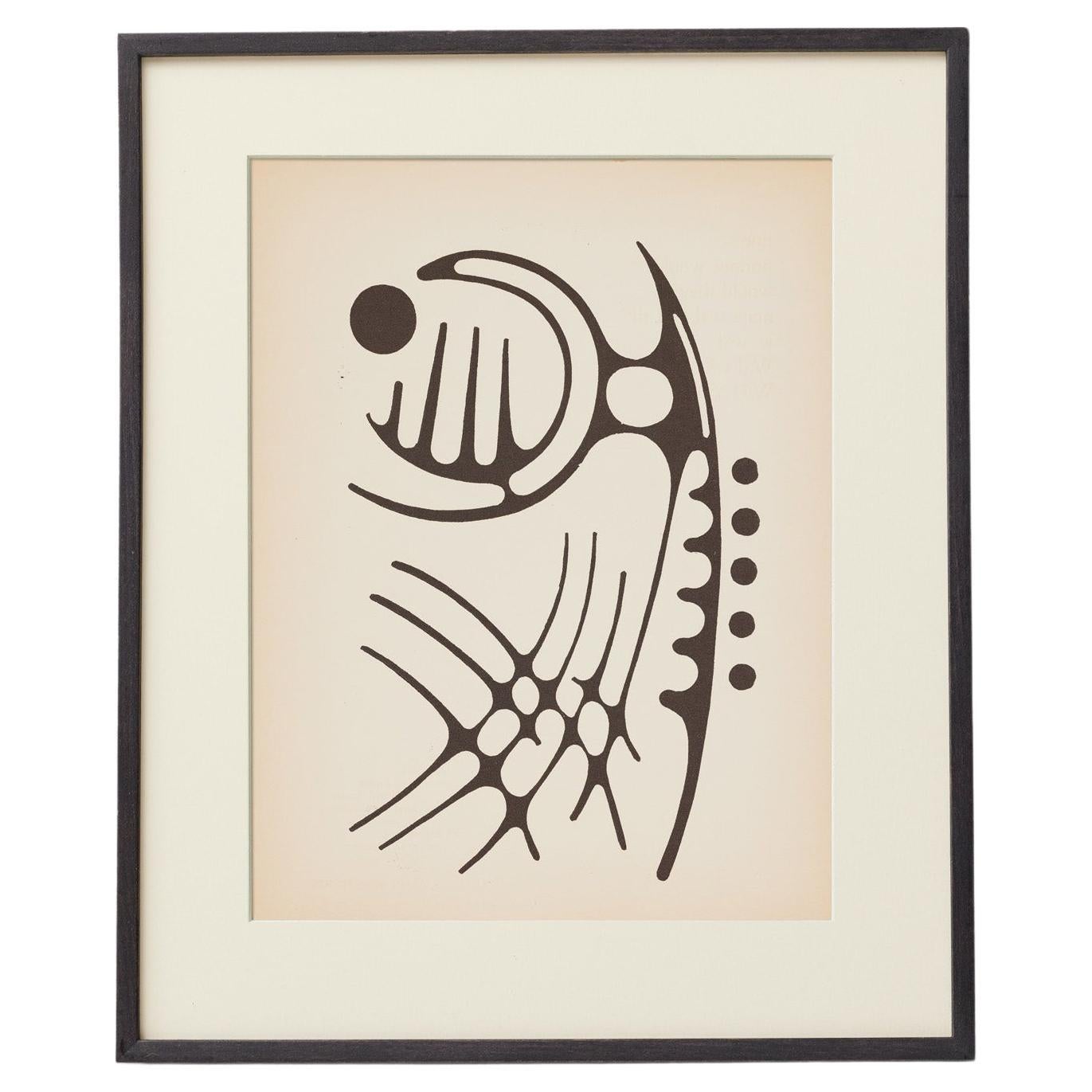 1961 Moisès Villèlia Linocut — “Aumun”, No. 89/100, Illustrating a Poem