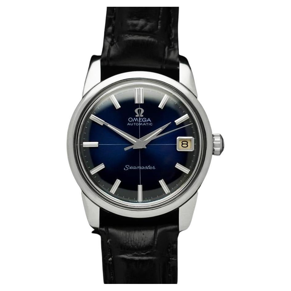 1961 Omega Seamaster Mens Vintage Automatic Cal. 562 Blue Vignette Dial Watch For Sale